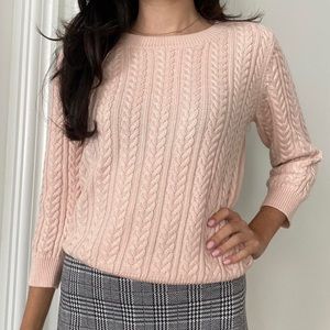 BABY PINK H&M CABLEKNIT SWEATER / SIZE S